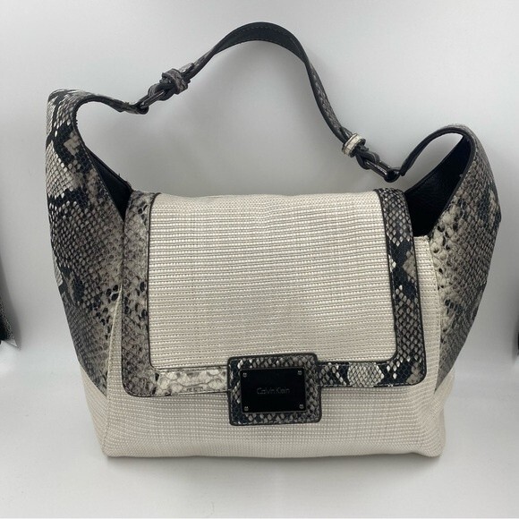 Calvin Klein White Snakeskin Shoulder Bag - Picture 1 of 11